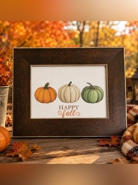 ELSA Frame  With Pumpkin Trio Wall Art - Orange, Cream & Green